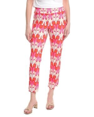 Jude Connally Lucia Pants Red Pink Ikat Geometric Print Size L